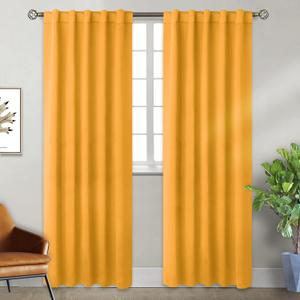 BGment Rod Pocket and Back Tab Blackout Curtains for Bedroom - Thermal Insulated Room Darkening Curtains for Living Room, 2 Window Curtain Panels (42 x 84 Inch, Mustard Yellow)