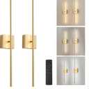 Removable Battery Operated Wall Sconces with Remote Control, Stepless Colors 3000K-6000K & Dimming, 350Rotate, LED Gold Wireless Wall Light for Living Room, Bedroom, 40.1 Inch (2 Pack)