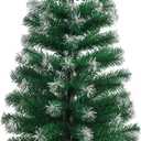 CCINEE 3FT Artificial Christmas Tree, Small Mini Table Top Green Xmas Tree with Flocking Snow Frost Tip and Metal Stand for Porch Coffee Table Centerpiece Arrangements Home Office Holiday Decor