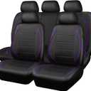 CAR PASS Piping PU Leather Car Seat Cover,Inside Zipper Design and Reserved Opening Holes Airbag Compatible,Universal FIT for Car, SUVs,Van,Trucks,Full Set, Black & Purple (Black and Purple)
