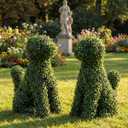 XunYee 2 Pcs 24 Inches Large Artificial Topiary Dog Moss Decoration, Green Flocking Dog Sculpture Artificial Greenery Boxwood Decor Green Puppy Topiary Garden Statue for Outdoor Indoor Decor