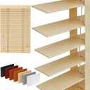 2" Slats Wood Blinds for Indoor Windows: Solid Wooden Blackout Blinds & Shades,Black Out Privacy Horizontal Blinds for Home Bedroom Bathroom Living Room Windows and Doors 27.5" WX60 H Beige