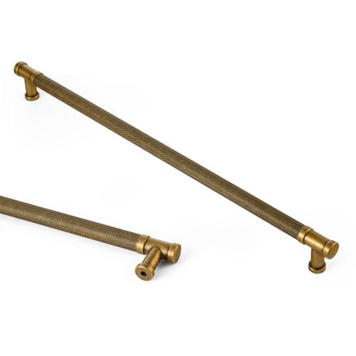 Goo-Ki 6 Pack Knurled Antique Brass Cabinet Handle Drawer Pulls, 12.6in(320mm) c-c Vintage Bronze Bar Pull Kitchen Hardware for Closet Dresser Wardrobe Cupboard Furniture, 2210GT-320