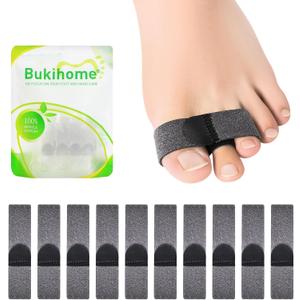 Bukihome Hammer Toe Straightener - Reusable Fabric Toe Wraps Protect and Straighten Hammertoes - Toe Corrector for Men and Women - Realign Bent, Curled, Crooked, Claw, Hammer Toes (Dark Gray, 10 Pack)