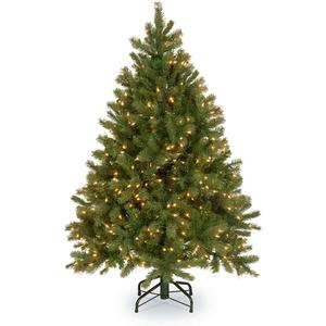 National Tree Company 4.5 ft Pre-Lit Downswept Douglas Fir Artificial Christmas Tree, 450 Clear Lights, 525 Tips, Includes Stand, Green