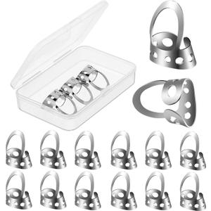 Shappy 12 Pcs Stainless Steel Metal Finger Picks, Open Design Including Finger Thumb Picks, Adjustable for Guitar, Bass, Banjo, Large and Medium Sizes, Silver