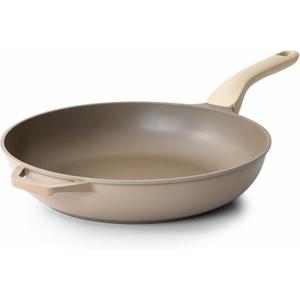 PRICUSIS Nonstick Frying Pan, 8/10/12 Inch Skillet with Stay Cool Handle, Stain/Scratch/Crack Proof, Induction Compatible & Oven Safe, Dishwasher Safe, PFOA Free (12-Inch, Natural Linen)