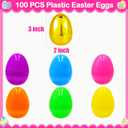 100 PCS 3" Large Plastic Easter Eggs with 6 Golden Eggs, Empty Fillable Colorful Eggs for Kids Easter Egg Hunt Classroom Prizes Basket Stuffers Easter Party Favors