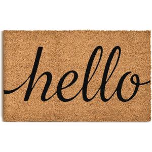 Natural Coco Coir Hello Welcome Mat with Heavy Duty Backing, 17" x 30" Anti-Slip Coconut Front Door Mat Outside Entrance, Funny Outdoor Door Mats for Entry, Porch, Patio, Garden, Mudroom