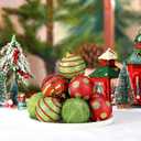 12 Pcs Christmas Tree Ball Ornament 3.15 Inch Red Green Glitter Lime Green Christmas Foam Ball Ornaments with Ropes Christmas Tree Hanging Baubles Decorations for Tree Xmas Decor Party Holiday