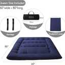 MAXYOYO Japanese Floor Mattress Futon Mattress, Thicken Tatami Mat Sleeping Pad Foldable Roll Up Mattress Boys Girls Dormitory Mattress Pad Kids Floor Lounger Cushion, Navy, Queen