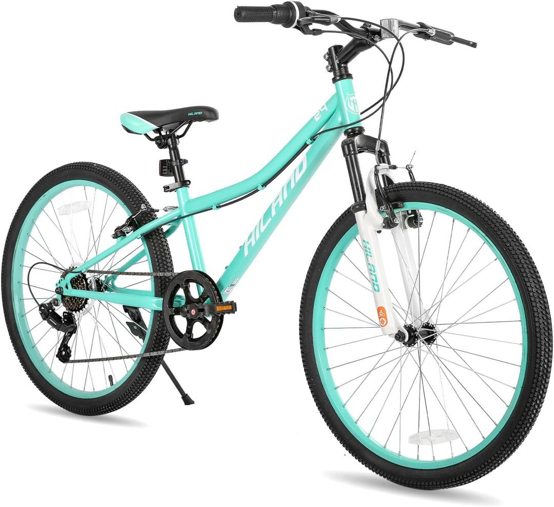 Hiland 24 Inch Mountain Bike for Kids Age 5 + Year Old, Front Suspension Fork Kids' Bicycles for Boys Girls Multiple Colors