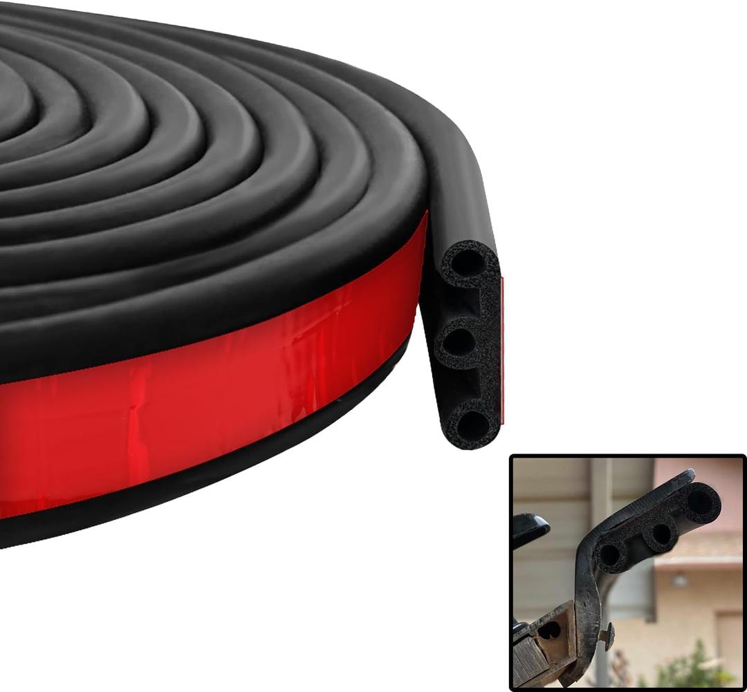29.5FT Adhesive Truck Tailgate Tonneau Cover Seal, Camper Shell Seal, Rubber Car Weather Stripping with Three Holes, Pickup Camper Shell Trunk Cover Accessories