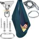 Sensory Swing for Kids with 360° Swivel Hook, Saggy-Resistant Double-Layer Fabric Indoor/Outdoor Cocoon Therapy Swing for Autism, Yoga & Play (Dark Green (360 Rotatable))