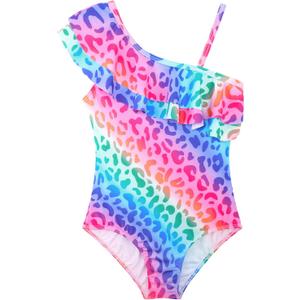 XiaoMoSha Girls One Piece Swimsuit Bathing Suits for Toddler Girl Mermaid Swimwear (8-10 Years, Rainbowleopard)