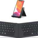 iClever Ergonomic Foldable Keyboard, BK06 Split Folding Bluetooth Keyboard with PU Leather Cover, USB-C Rechargeable, Multi-Device, Ultra Slim Portable Travel Keyboard for iPad, iPhone, Tablet, Laptop