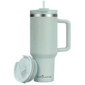 Labulabla 40oz Tumbler with Handle,Double Wall Vacuum Reusable Stainless Steel Insulated Water Bottle,With Leak Proof lid and Straw for Iced or Cold Beverages (Blue Haze)