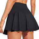 Heathyoga Pleated Tennis Skirt for Women with Pockets Shorts High Waist Athletic Golf Skirts Skorts for Woman Skater (Black, XL)