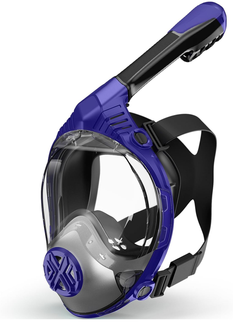 Full Face Snorkel Mask- Snorkeling Gear for Adults with Safe Dry Top Breathing System, 2025 Latest Foldable Panoramic View Snorkeling Mask for Men and Women, Anti Fog Anti Leak Size L/XL