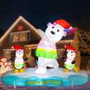 6ft Christmas Inflatable Surfing Snowman Outdoor Decorations Christmas Blow up Yard Decoration with Built in LED Winter Xmas Snowman Inflatables for Holiday Party Indoor Outdoor Lawn Decor