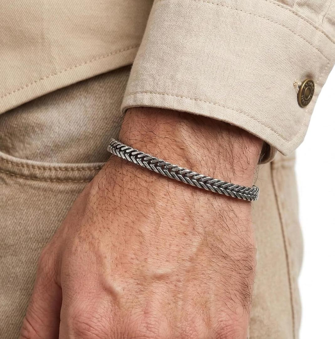 Galis Chain Bracelets For Men - Premium Stainless Steel, Silver, Gold Plated Non Tarnish - Mens Jewelry, Stylish Gifts For Him (7.5 Inches)