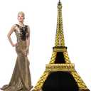 Leinuosen 6 ft Eiffel Tower Cardboard Cutout Stand up Lifesize French Theme Party Decoration Gold Eiffel Tower Photo Prop Backdrop Standup for France Night of Paris Theme Party Birthday Decor