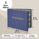 Juvale Coin Collection Book - 240-Pocket Organizer & Top-Flap Coin Album - Binder with Removable Pages for Quarter Collection - 8"x 6", Dark Blue