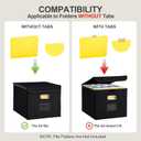Hleelomi Collapsible File Box with Lid & Plastic Slide - Hanging Document Organizer for Office/Home, 14.96x12.6x10.83 Inch,Decorative Home File Bin,Black, 1 Pack (No Folders Included)
