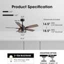 46 Inch Ceiling Fans with Lights and Remote Control, Farmhouse Ceiling Fan for Bedroom Living Room and Patio, Black Caged Ceiling Fan for Indoor and Outdoor