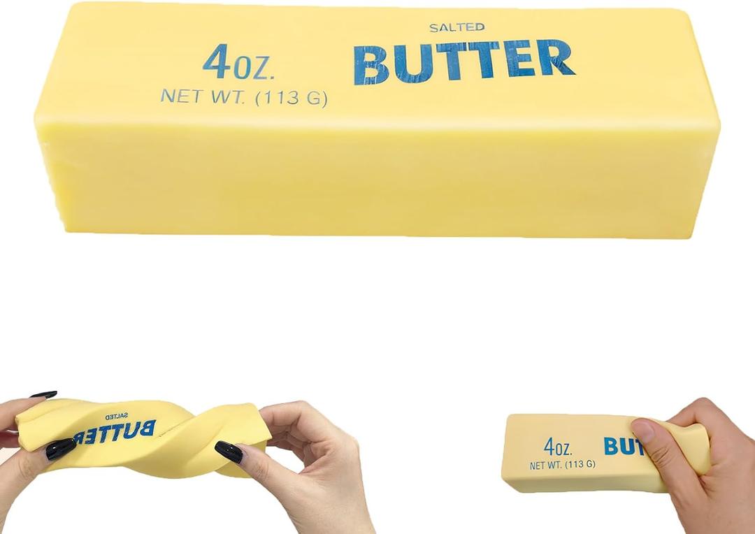 Butter Squishy Stress Relief Toy for Adults, Slow Rising Squeeze Desk Gadget, Creative Office Stress Management Tool & Novelty Fake Food Decor, Funny Gag Gift for Coworkers (Standard,1 PCS)
