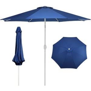 Aoodor 9 Ft Patio Market Umbrella, Outdoor Table UV Protection Umbrella with 8 Sturdy Steel Ribs, Push Button Tilt and Crank for Garden, Deck, Backyard, Poolside
