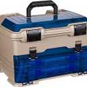 Flambeau Outdoors T5P Pro Multiloader Tackle Box, Fishing Organizer with Tuff Tainer Boxes, Zerust Anti-Corrosion Technology - Clear Blue/Gold