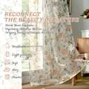 Lajode Floral Sheer Curtains for Living Room Window, Country Patterned Light Filtering Airy Farmhouse Semi Sheer Faux Linen Curtains for Bedroom 84 Inch Length 2 Panels Each 52 Inch Wide, Champagne