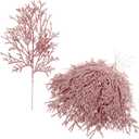 Winlyn 15 Pcs Christmas Artificial Cedar Sprays Rose Gold Glittered Faux Cedar Stems Christmas Tree Ornament Picks 14.4" for Rose Gold Christmas Tree Wreath Wedding Holiday Centerpiece DIY Project