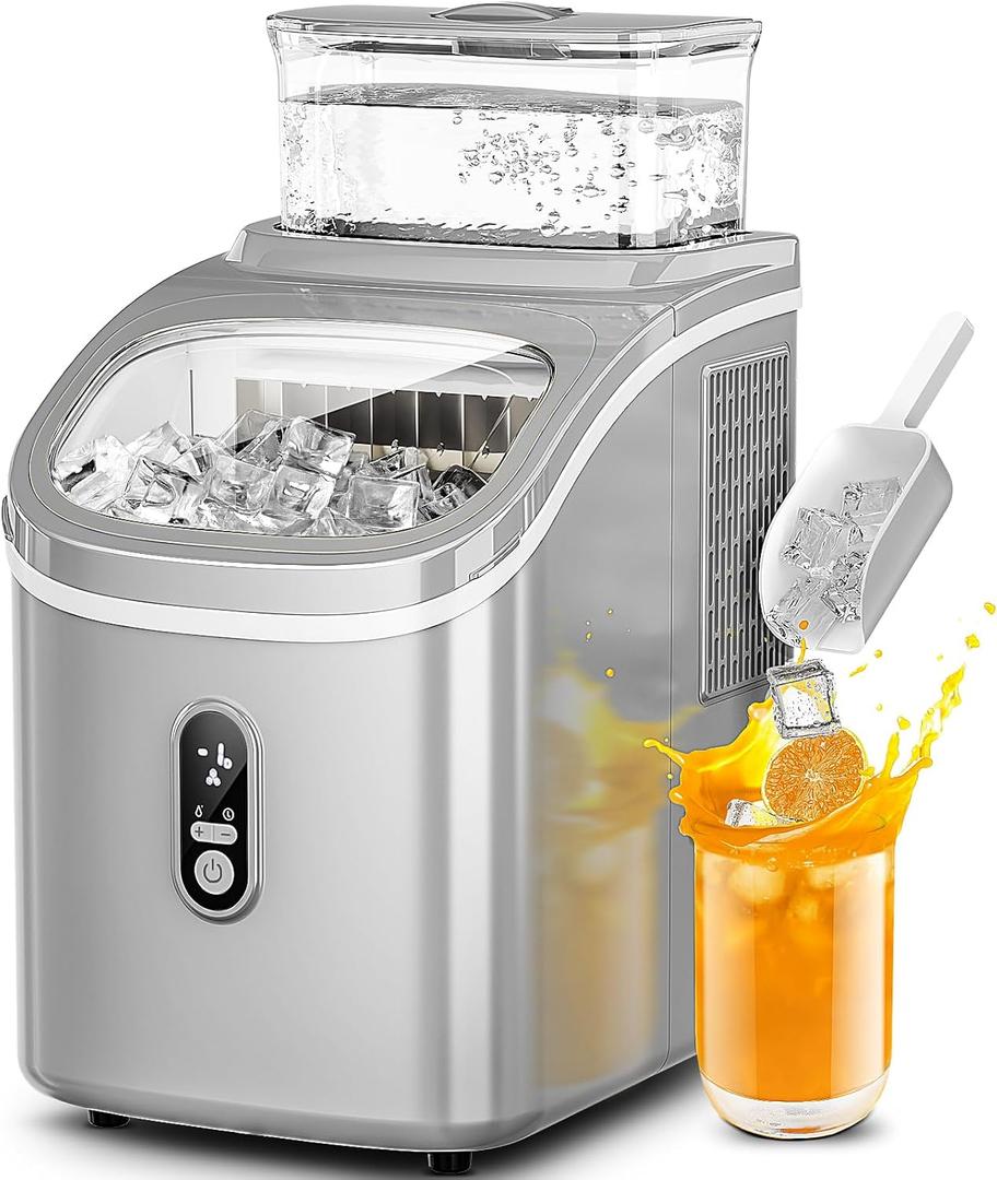Ice Maker Countertop,Portable Ice Maker Machine with 1.5L Detachable Water Tank, 16Pcs/13Mins, 33lbs/Day, 24H Timer, Self-Cleaning Small Ice Cube Maker, Ice Machine Maker for Party (Grey)