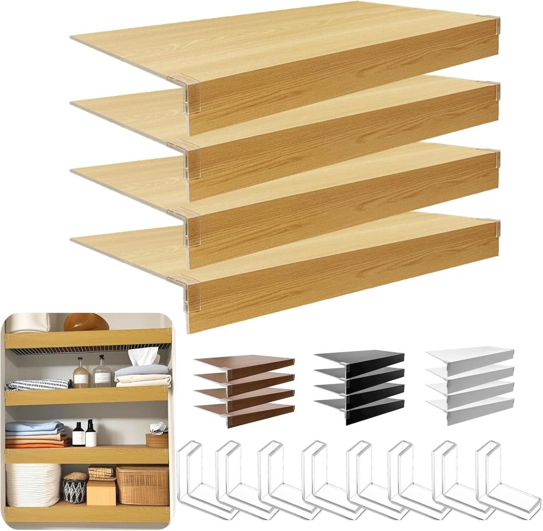 Wire Shelf Cover, KHASIM Wire Rack Covers for Pantry,PVC Wood-Look Faux Wood Shelf Liners,24x12 Inch,0.24 inch Thick for Home and Kitchen Organization (Imitation Oak Color)
