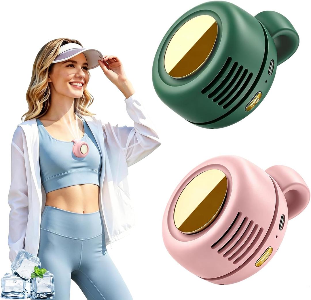 Portable Clip-On Fan, Mini Bladeless Waist Fan, 5100RPM 25dB Ultra-Quiet 3-Speed Rechargeable Small Whirlwind Fan, Hands-Free Personal Cooling for Outdoor Travel Office Camping with USB-C