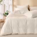 Ivory White Duvet Cover King Size 100% Sandwashed Cotton
Soft, Lightweight, Breathable Duvet Cover Set 3 Pieces with Zipper Clousre & Corner Buttons King 104"x 90"