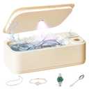 Nkove Ultrasonic Jewelry Cleaner with Retainer-Safe Tray, 4 Timer Modes, 47KHz Ultrasonic Cleaner Machine for Jewelry, Eyeglasses, Necklaces, Retainers, Dentures, Watch Strap (Rimini White）