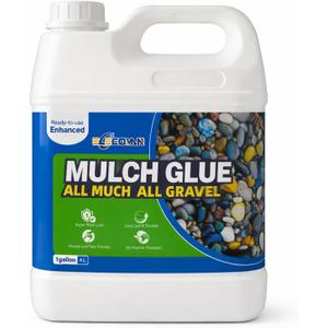 Mulch Glue for Landscaping, 1 Gallon Rock Glue & Gravel Binder, Water-Based Non-Toxic Landscape Adhesive, Weather-Resistant Mulch Anchor for Pea Gravel, Pebbles, Wood Chips & Decorative Stone