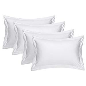 4 Pack 100% Brushed Microfiber Pillow Protector Shams (White, Standard)