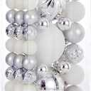 Christmas Ball Ornaments for Xmas Decorations,50 pcs Christmas Extra Large Tree Shatterproof Ornaments-Silver (Combo of 5 Style in 3 Sizes)