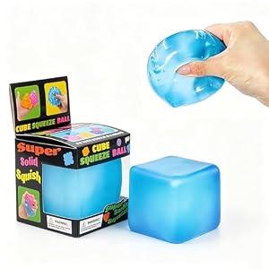 Relief High Density Ice Squeeze Ball, Ice Cube SqueezeToy, Adults Sensory Fidget for Stress Relief, Focus (Blue)