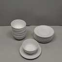 Amazon Basics Kitchen Dinnerware Set, Microwave and Dishwasher Safe, Plates, Bowls, Service for 6, 18-Piece, White