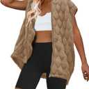 SENSERISE Womens Oversized Puffer Vest Sleeveless Quilted Jacket Zip Up Hooded Puffy Vest Winter Coats with Pockets (X-Large, Dark Khaki)
