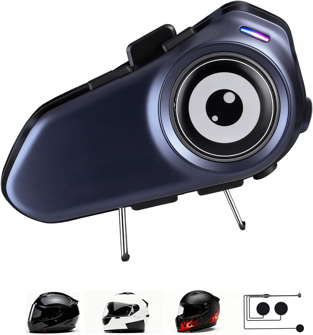 Motorcycle Helmet Bluetooth Headset, 30H 1000mAh Intercom, ENC+DSP Noise Cancel 40mm Speakers, 1000m 2-Person Comm System, IPX6 Waterproof Headphones, Music + Auto Ans For Tour (Soft Mic for Full-Face)