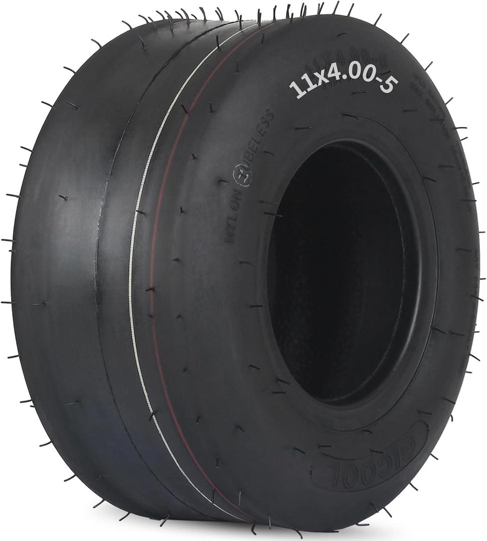 GICOOL (1 Pack) 11x4.00-5 Tubeless Zero Turn Mower Tire, Riding Lawnmower Smooth Tread, 4 Ply