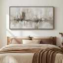 Large Framed Neutral Abstract Wall Art for Living Room, Horizontal 60x30 In