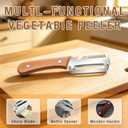 2Pcs Multifunctional Vegetable Peeler,Zero Snag Wooden Peeler,Zero Snag Wooden Kitchen Tool with Bottle Opener,3 in 1 Kitchen Gadgets Stainless Steel Peelers for Fruit Veggie