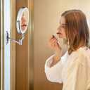 GURUN Rechargeable Makeup Mirror Wall Mounted with 3 Colors Mode LED Lights 7X Magnification,4000mAh Rechargeable Battery,8 Inch Touch Screen Vanity Mirror for Bathroom,Chrome Finish